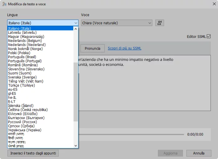 iSpring Suite AI Text to speech italiano con iSpring Suite AI
